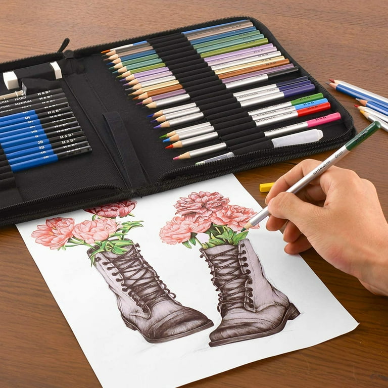 Drawing Pencils Art Kit, Drawing Pens Professional Art Graphite Charcoal  Paint Drawing Tools for Artists Students Teachers Beginn 