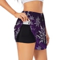 thumbnail image 2 of Bixox Women's Snowflake Gradient Purple pattern 2 in 1 Running Shorts - Lightweight Athletic Workout Gym Yoga Shorts Liner with Pockets - Large, 2 of 7