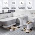 thumbnail image 6 of Abstract Plaid Bathroom Rugs Set Brown Distressed Color Block Modern Oil Painting Non Slip Absorbent Soft Bath Mats 3 Piece Set with Bathroom Rug, U-Shaped Floor Mat, Toilet Seat Cover Small Size, 6 of 9