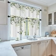 thumbnail image 2 of Eucalyptus Kitchen Window Curtains Valance and Tier Set 36 Inch, Rustic Botanical Sage Green Leaf 3 Piece Window Treatment Tiers Kitchen Decor Country White Wooden Wood Plank Rod Pocket Drapes, 2 of 6