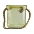 thumbnail image 2 of 6.5" Lemonade Yellow Hand Blown Bubble Glass Hurricane with Jute Handle, 2 of 3