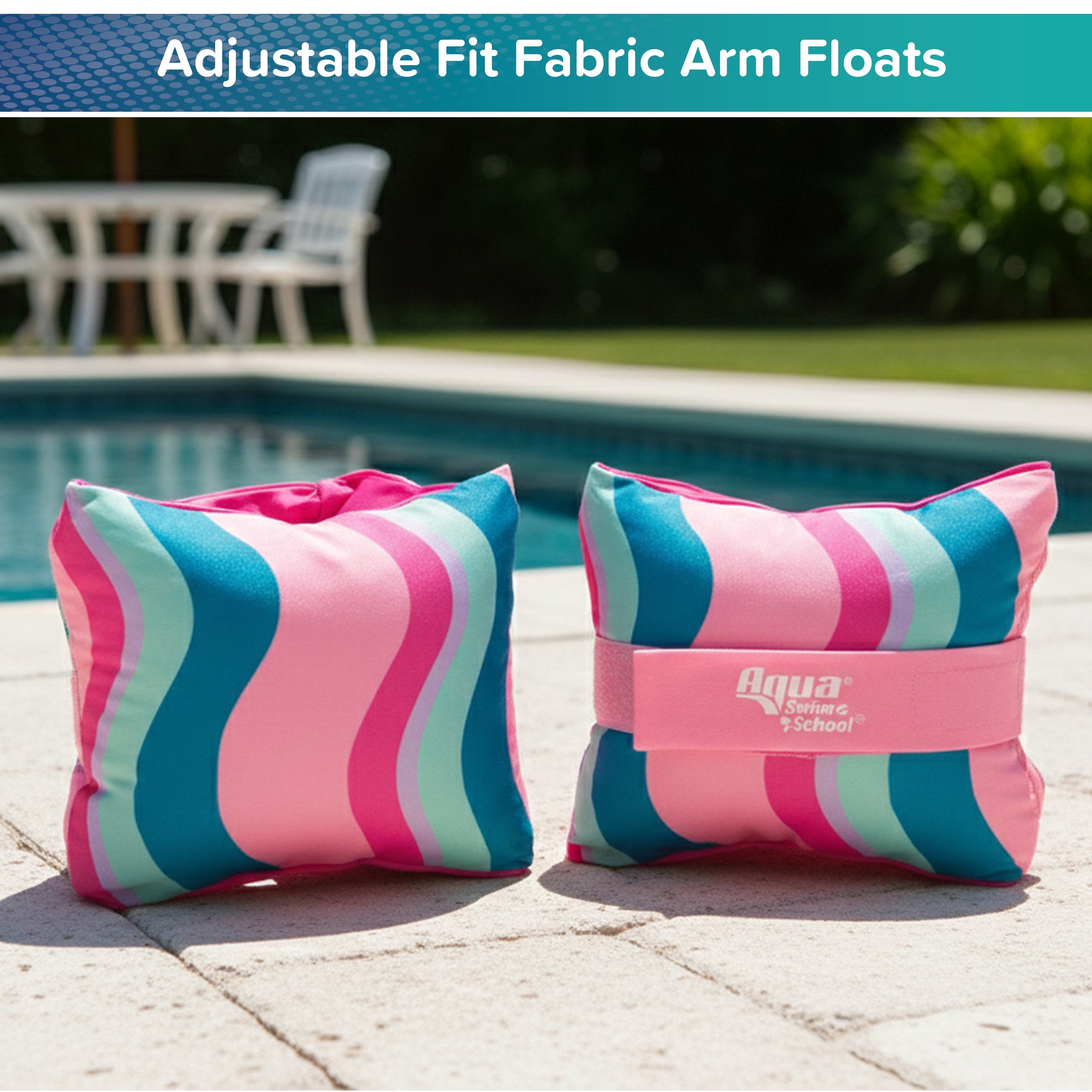 Aqua SwimSchool Adjustable Fabric Arm Pool Floats for Children 50-80 lb, Pink