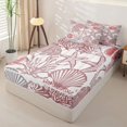 thumbnail image 2 of Erosebridal Nautical Seashell Zipper Twin Comforter Sets with Fitted Sheet and 2 Pillowcases,Vintage Sketch Fish Zipper Bedding Set,Pink Grey White,Pink Reversible, 2 of 6