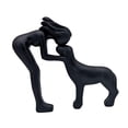 thumbnail image 3 of Estatua decorativa de mujer y perro, figura coleccionable única, pequeño recuerdo negro, 3 of 9