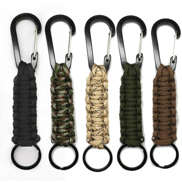 Paracord Keychain with Carabiner- Military Braided Paracord Carabiner Keychain Clip with Strap for Keys/Men/Women 5-pack