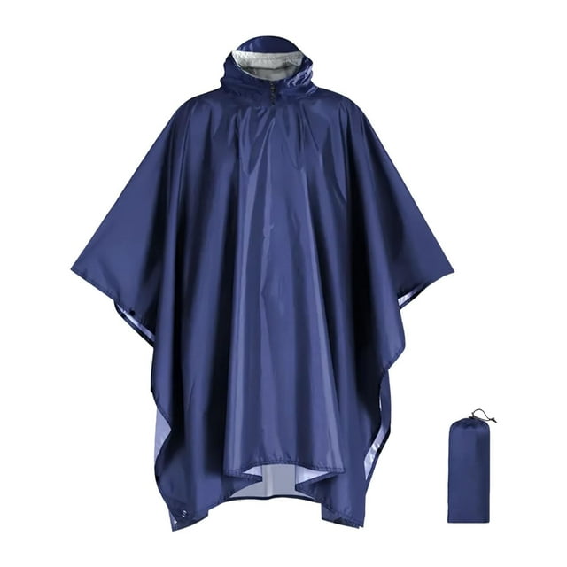 koolsoo Rain Poncho with Hood Reusable Rain Jacket for Sports Event Hiking Camping Blue