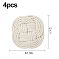 thumbnail image 2 of Now Designs Posavasos de cuerda náutica de ganchillo, juego de cuatro, posavasos absorbentes para protección de mesa, 2 of 5