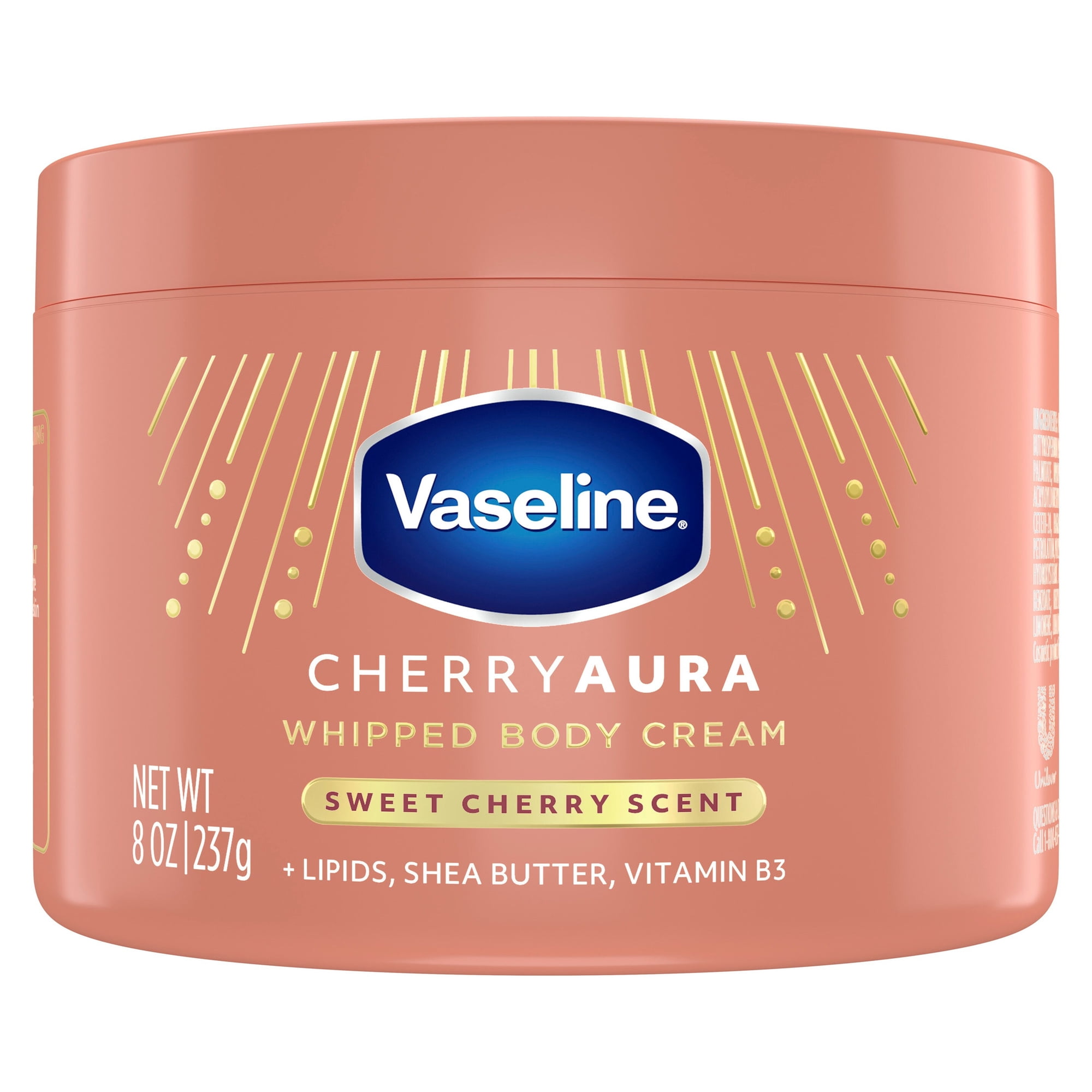 Vaseline Body Cream For Dull, Dehydrated Skin, Cherry Aura 72HR Moisture And A Sweet Cherry Scent ,8 oz