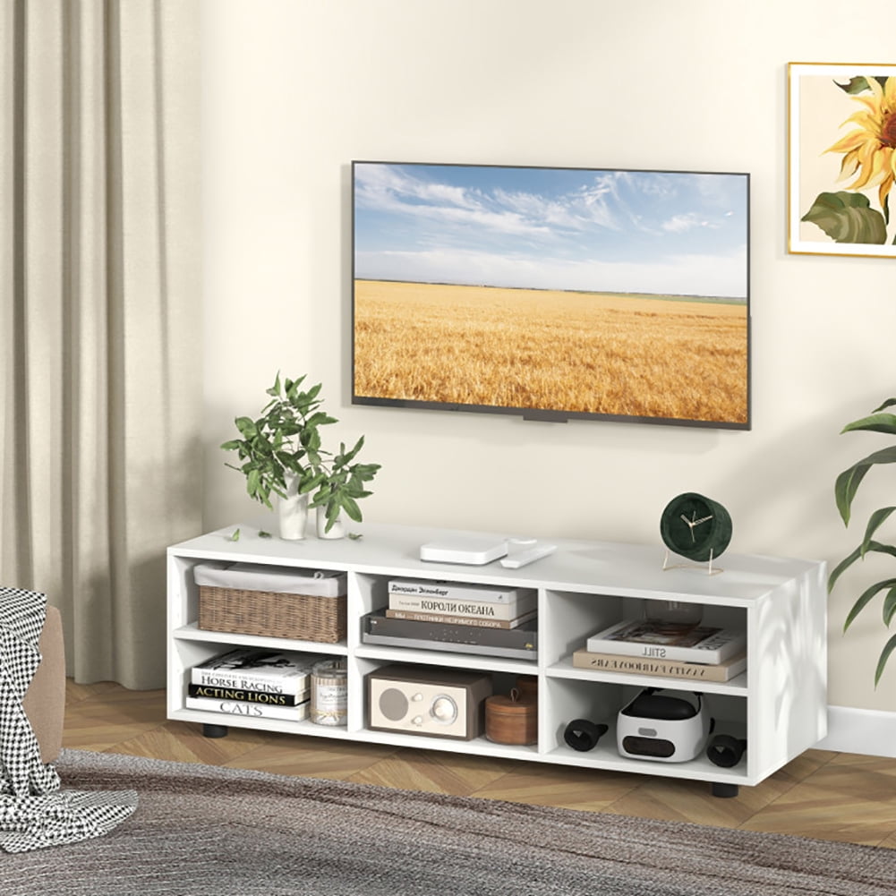Spaco Modern Entertainment Center TV Stand for TVs up to 50 Inch, TV Stand for Indoor as Home, White