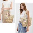 thumbnail image 2 of Bolsa de Playa Grande Trifabricy de Paja Tejida para Mujer Beige, 2 of 7