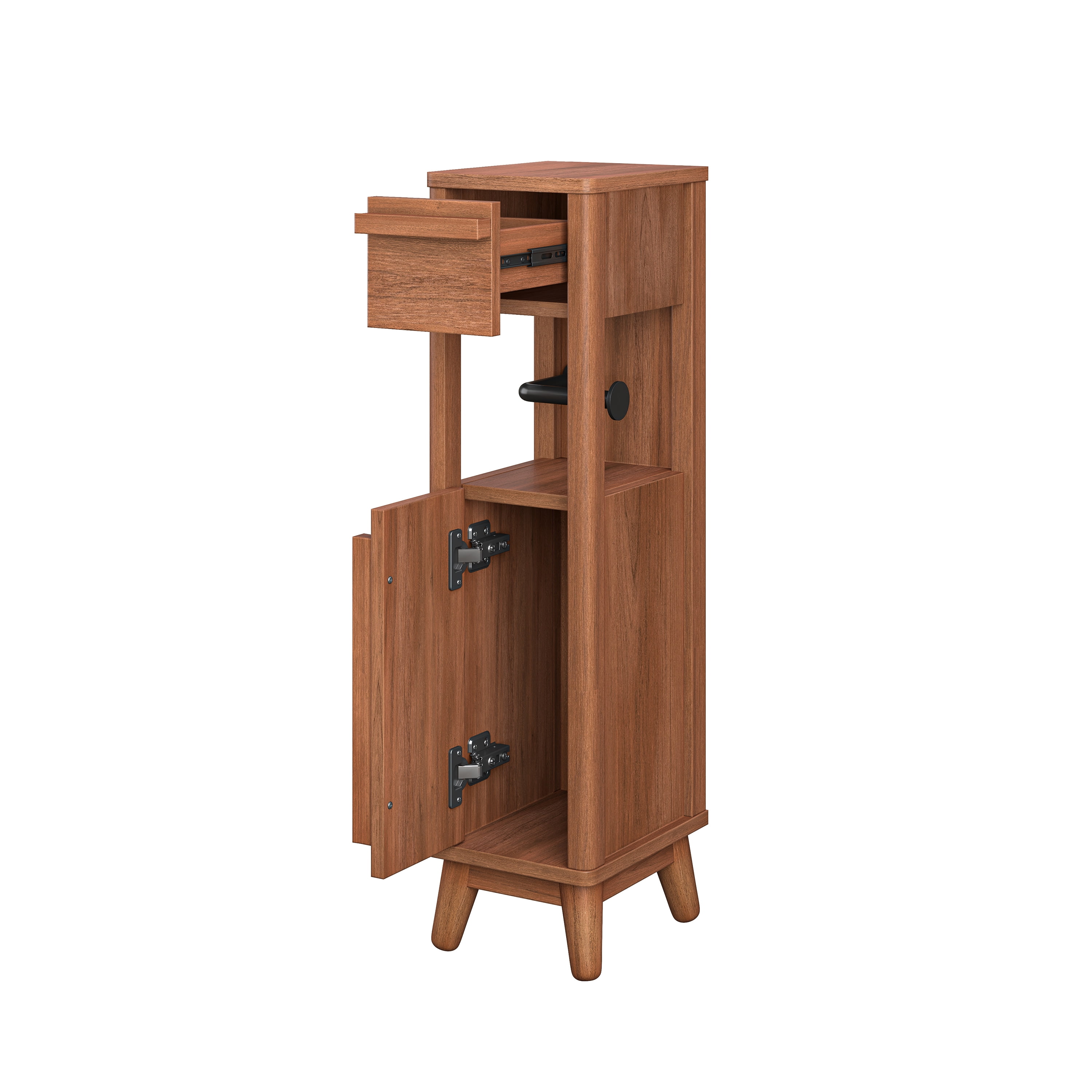 Better Homes & Gardens Greyson Slim Bathroom Storage Cabinet with Toilet Paper Holder, Walnut Finish