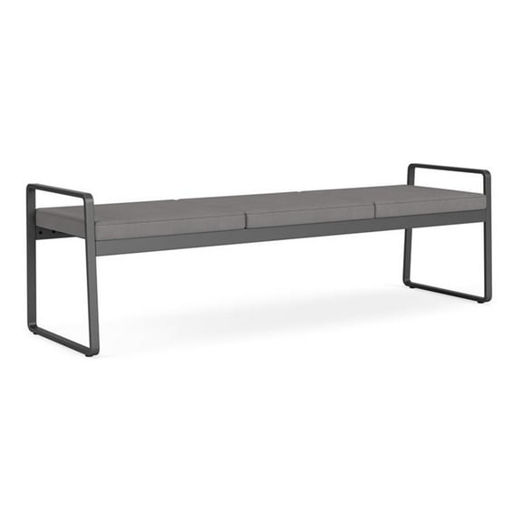 Lesro Gansett Polyurethane 3-Seat Bench Waiting Room Guest in Charcoal/Castillo Metal Gray