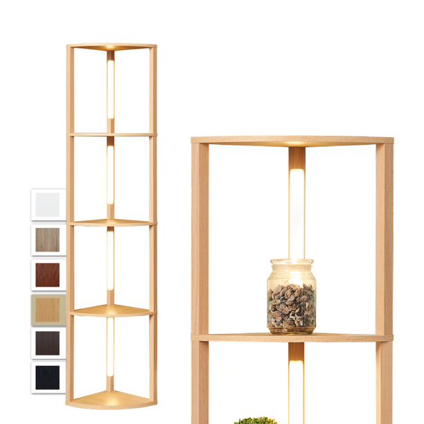 FENLO Fancy Edge Dimmable Floor Lamp with Shelves, Luxury LED Corner