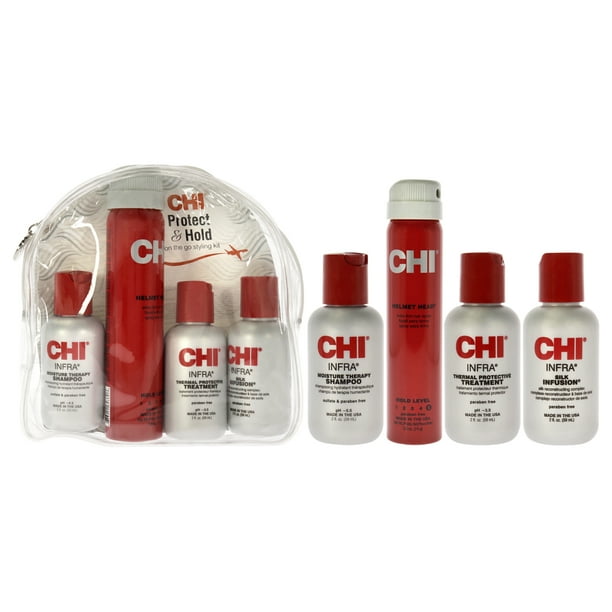 Kit de peinado Protect And Hold On The Go de CHI para unisex - Champú Infra de 4 piezas