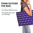 thumbnail image 2 of Fotbe purple argyle Bolsa Tote Estética de Lona con Estampado para Mujer - Bolsa Reutilizable de Hombro Casual para Vacaciones, Compras, Trabajo y Gimnasio, 2 of 8
