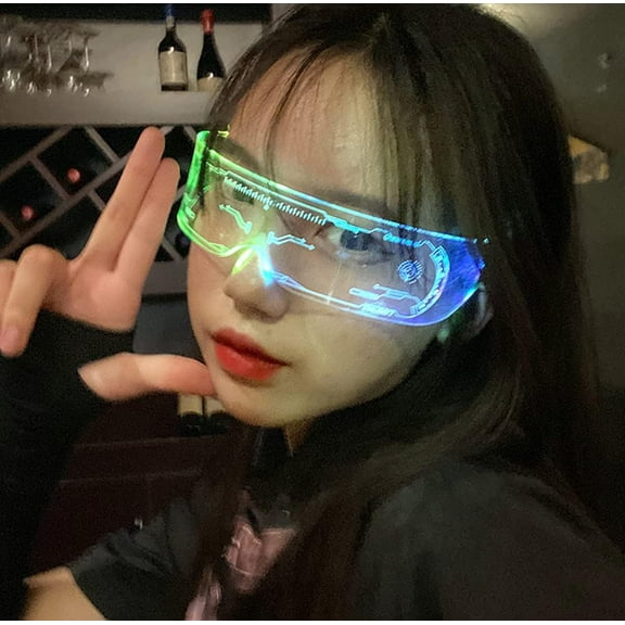 LINLIN LED Glasses, LED Party Glasses Luminous Glasses Cyberpunk Visor Glasses Light Up Rave Glasses for Halloween