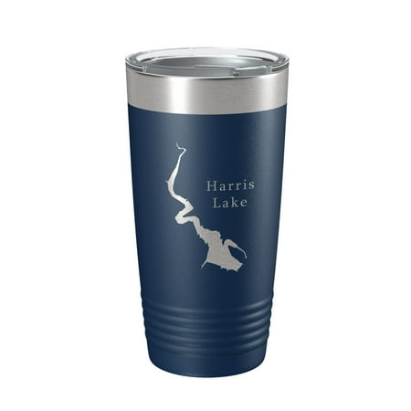 

Harris Lake Map Tumbler Travel Mug Insulated Laser Engraved Coffee Cup Alabama 20 oz Navy Blue