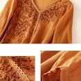 thumbnail image 6 of ClodeEU Women's Vintage Embroidered Lace Trim Elbow Sleeve Crop Top,Loose Fit Casual Blouse Orange,Womens Plus M, 6 of 6