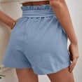 thumbnail image 5 of Shorts for Women Trendy Summer 2025 Ruffle Hem Bow Tie Waistband High Waisted Baggy Dressy Casual Womens Jorts with Pockets S-2XL, 5 of 8