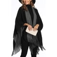 thumbnail image 6 of YooGuoGuo Women's Color Block Shawl Wrap Plus Size Cardigan Poncho Cape Open Front Long Winter Sweater Coat, 6 of 9