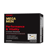 GNC Mega Men Performance and Vitality Vitapak Program, Convenient Complete Nutrition, For Circulation, Blood Flow, Prostate Health, Sexual Function, Horny Goat Weed, 30 Count