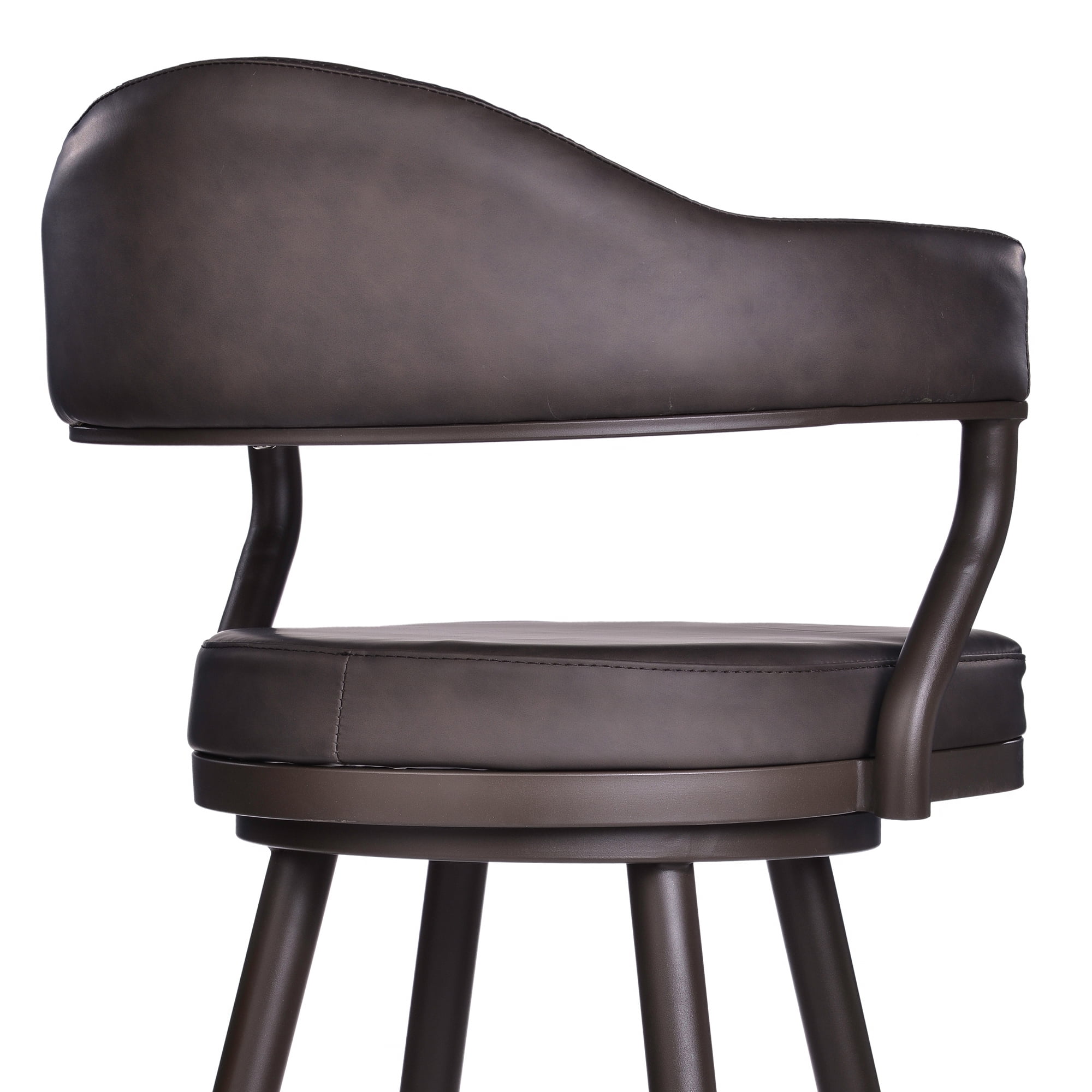 Armen Living Justin 30" Bar Height Barstool in Brown Powder Coated Finish/Vintage Brown Faux Leather