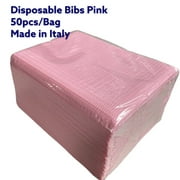 50 Pack Pink Disposable Patient Bibs Waterproof for Dental Tattoo Piercing Surgical Medical 13"x18" 3 Layers