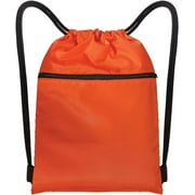 DIOMMELL Drawstring Strings Bags with Pockets Sports Athletic Travel Gym Cinch Sack Lightweight Backpack for Men and Women, Orange