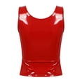 thumbnail image 5 of renvena Women Wetlook Skinny Crop Top Patent Leather U Neck Sleeveless Zipper Vest Red L, 5 of 7