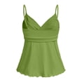 thumbnail image 4 of COMVALUE Women's Babydoll Tops Sleeveless V Neck Peplum Crop Wrap Top Cute Summer Tie Front Camisole Green XXL, 4 of 5