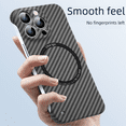 thumbnail image 2 of Funda protectora de cuero con succión magnética de fibra de carbono sin bordes adecuada para iPhone 14 PROMAX, 2 of 3