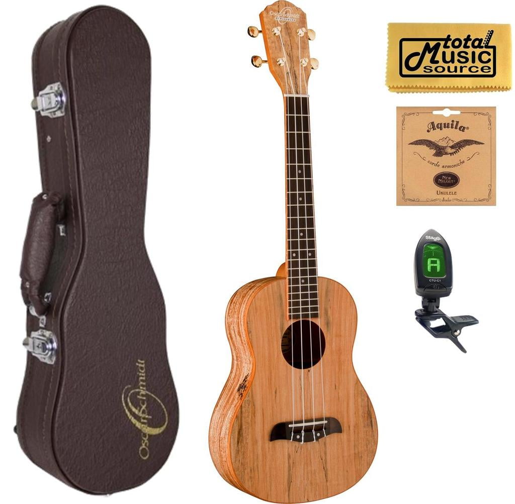 Oscar Schmidt OU8T Tenor Ukulele, Spalted Maple Top, Back