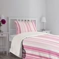 thumbnail image 3 of Ambesonne Pale Pink Quilted Bedspread Set 2 Pcs, Vertically Striped, Twin Size, White Pale Pink, 3 of 5
