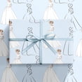 thumbnail image 3 of Wedding Wrapping Paper Roll, Mini Roll, Elegant Bride Illustration with Wedding Dresses Design, Light Blue Gift Wrap Paper for Bridal Shower and Anniversary, 17 Inches x 16.4 Feet, 3 of 4