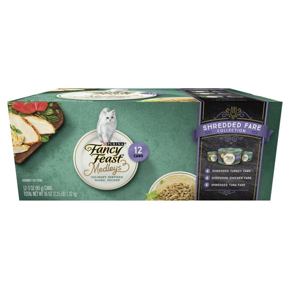 Purina Fancy Feast Medleys Kitten Food, Wet Cat Food, Shredded Fare Collection, 3 oz Cans (12 Pack)