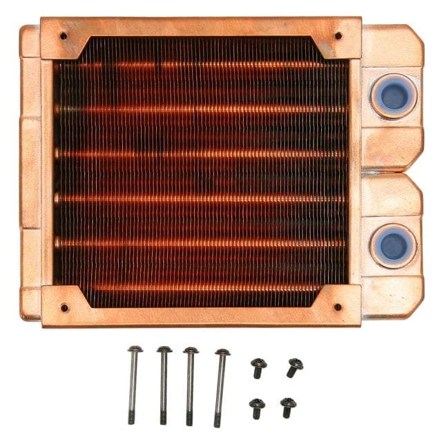 Radiador de refrigeración por agua, todo cobre rojo, rosca G1/4, tubo de 0,28 pulgadas, radiador de computadora para computadora