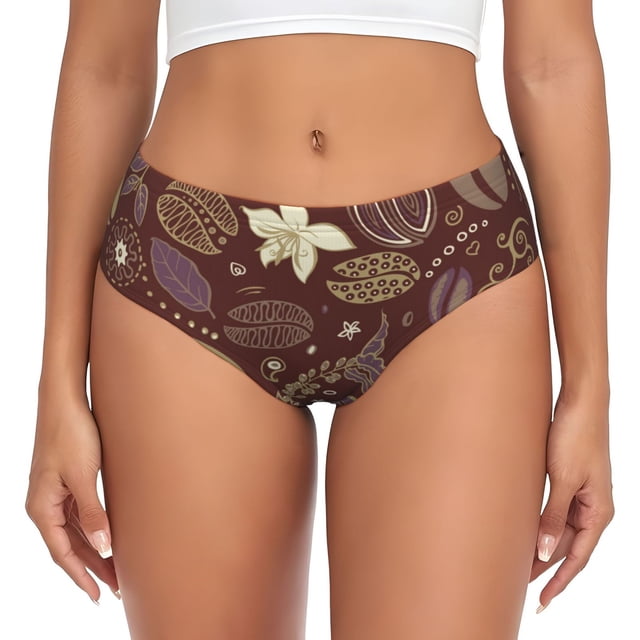Balery Coffee and Flowers Ropa Interior de Algodón para Mujer con Dibujo – Braguitas Cómodas y Elásticas, Estilo Clásico-4X-Large