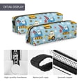 thumbnail image 4 of Rateoe Building Truck Print Leather Pencil Case with Smooth Zipper, Compact Storage for Writing Tools & Art Supplies, 8.26" x 1.96" x 2.16", 4 of 7