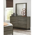thumbnail image 4 of Contemporary Style Queen Bedroom Set 6pc Dresser Mirror Chest 2x Nightstands Antique Gray Dark Brown Bedroom Furniture, 4 of 7