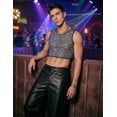 thumbnail image 2 of Men's Shiny Metallic Crop Top, Sexy Sleeveless Round Neck Tank Top for Party Music Festival Clubwear, Holographic Shimmer Rave Outfit for Men Silver L, 2 of 7