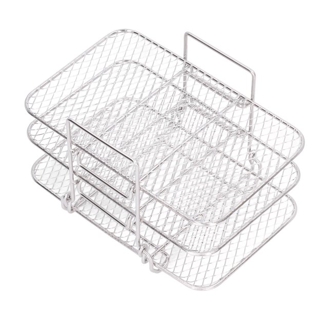 Rejilla para hornear apilable, 3 piezas, 19 x 12 cm, rejilla para freidora de acero inoxidable, rejilla para freidora, rendimiento confiable