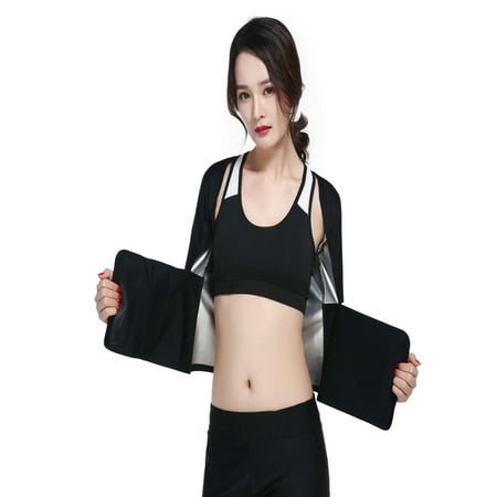 Womens Sweat Hot Waist Trainer Vest Sauna Suit Slimming Body Shaper Workout Weight Loss Shirt Short Sleeves