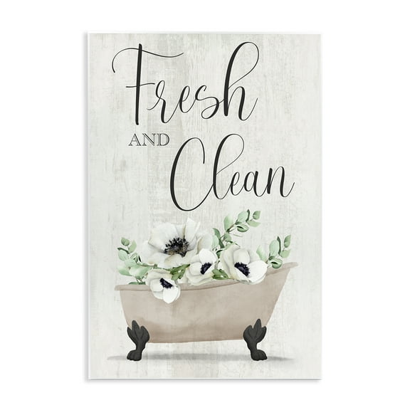 Stupell Industries Fresh & Clean Poppy Tub Bath & Laundry Painting Unframed Art Print Wall Art, 10 x 15