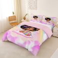 thumbnail image 3 of Castle Fairy Dreamy Cartoon Black Princess Duvet Cover King,Sparkle Rainbow Cloud King Bedding,Pink Rainbow,Pink Reversible,1 Duvet Cover and 2 Pillowcases, 3 of 6
