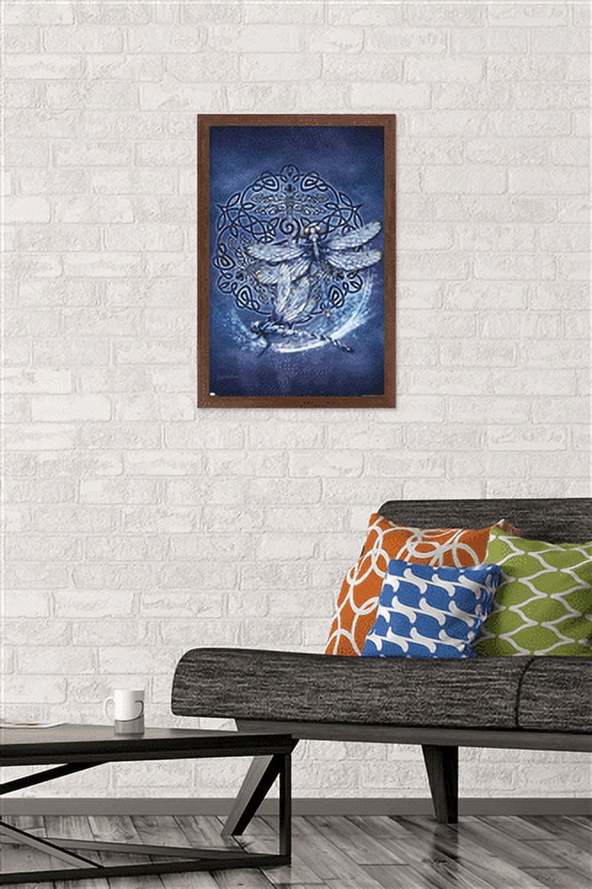 Brigid Ashwood - Celtic Dragonfly Wall Poster, 14.725" x 22.375", Framed