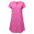 thumbnail image 3 of Women's Summer Cotton Linen Dress Loose V-Neck Short Sleeve T-Shirt Dress Solid Beach Dress Casual Tunic Dresses, 3 of 4