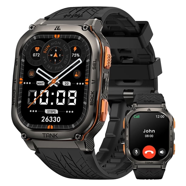 KOSPET TANK M3 Ultra Reloj Inteligente GPS, 1,96" AMOLED Smartwatch Hombre con Llamadas Bluetooth, Impermeable IP69K, Batería de 480 mAh, 170+Modos Deportes, Monitor de Frecuencia Cardiaca (M3U Negro)