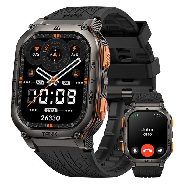 KOSPET TANK M3 Ultra Reloj Inteligente GPS, 1,96" AMOLED Smartwatch Hombre con Llamadas Bluetooth, Impermeable IP69K, Batería de 480 mAh, 170+Modos Deportes, Monitor de Frecuencia Cardiaca (M3U Negro)