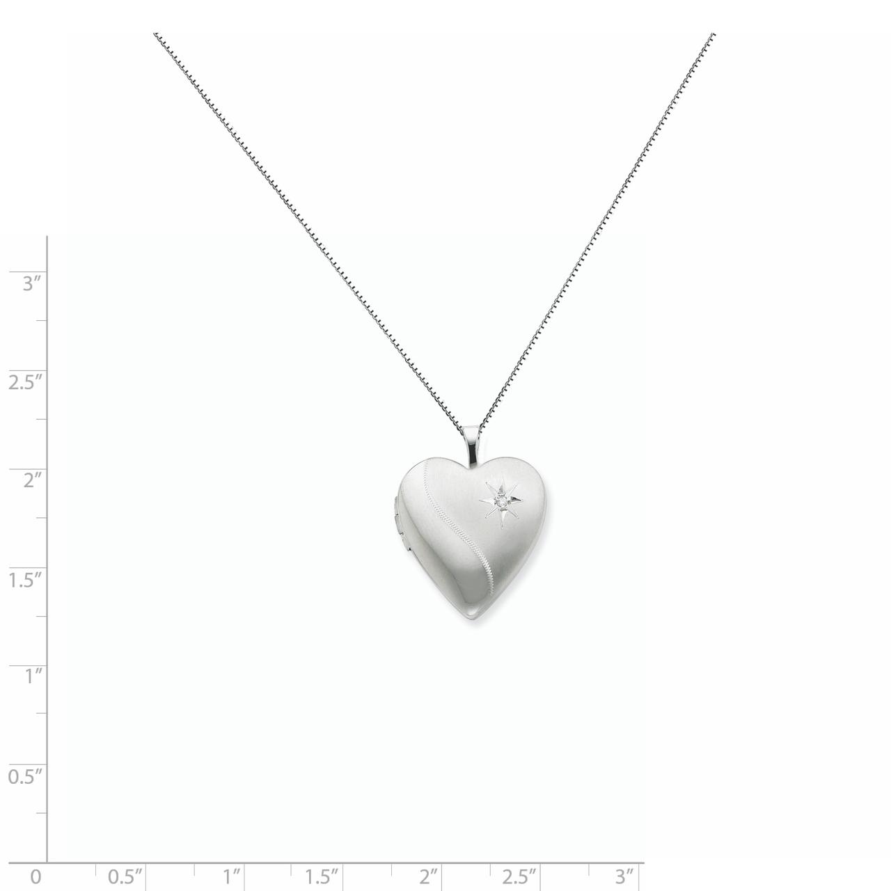Sterling Silver Rhodium-plated 20mm Diamond Heart Locket QLS239-18
