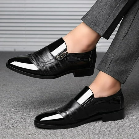 

Business Dress Shoes Pointed Head Men Shoes A Pedal Casual Lazy Side Zipper Shoe